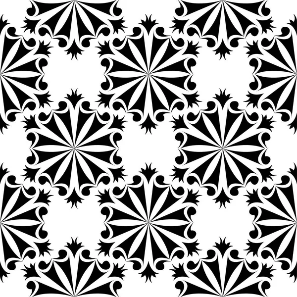 Ornement Floral Noir Sur Fond Blanc Modèle Sans Couture Pour — Image vectorielle