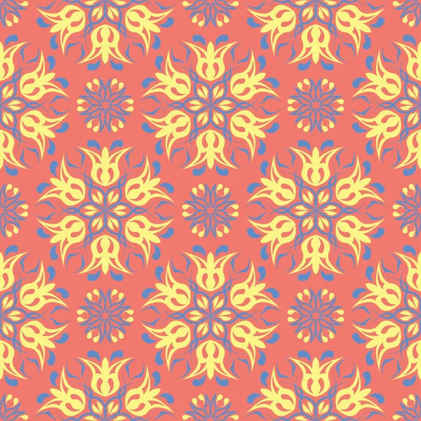 Çiçek kırmızı seamless modeli. Arka plan duvar kağıtları, Tekstil ve kumaş için sarı ve mavi çiçek öğeleri ile parlak renkli