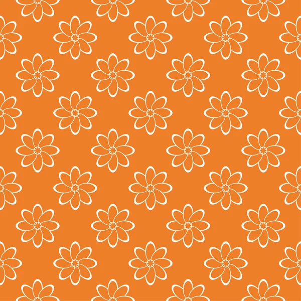 Turuncu zemin üzerine beyaz çiçek süsleme. Tekstil ve duvar kağıtları için seamless modeli
