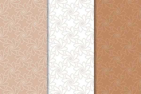 Kahverengi çiçek arka planlar. Tekstil ve duvar kağıtları için dikişsiz desen seti