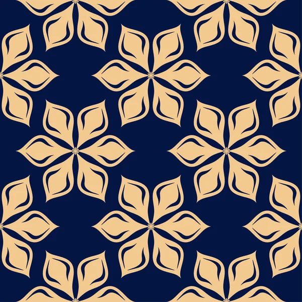 Mavi zemin üzerine altın çiçek. Tekstil ve duvar kağıtları için seamless modeli