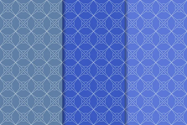 Mavi geometrik süsler. Web, Tekstil ve duvar kağıtları için dikey Dikişsiz desen seti