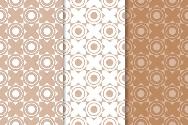 Web, Tekstil ve duvar kağıtları için dikişsiz desen kahverengi ve beyaz geometrik dizi