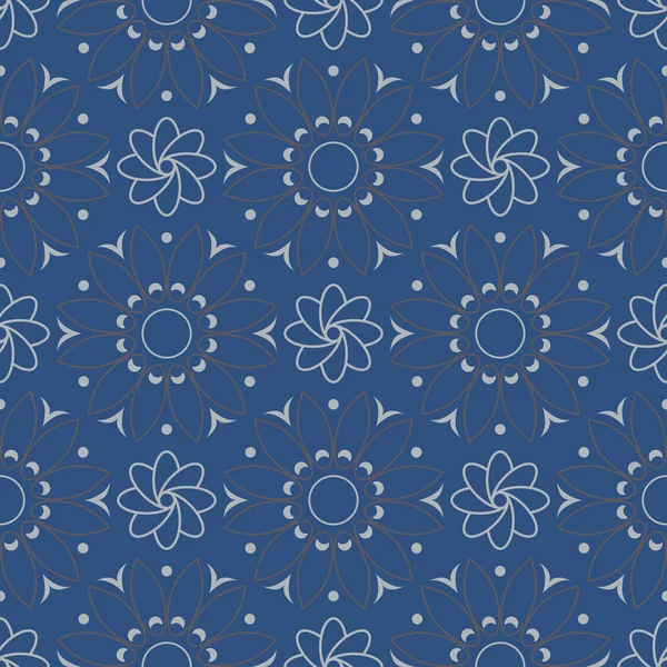 Fondo Sin Fisuras Patrón Floral Azul Gris Para Fondos Pantalla — Archivo Imágenes Vectoriales