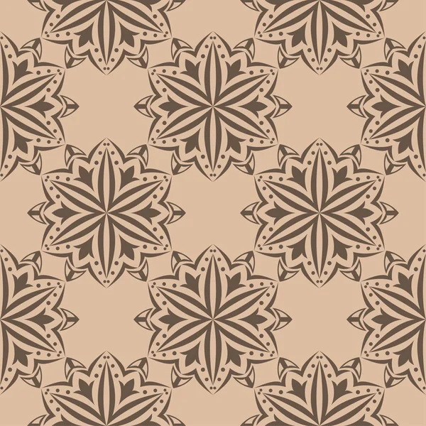 Bej renkli arka plan üzerinde kahverengi çiçek süsleme. Tekstil ve duvar kağıtları için seamless modeli