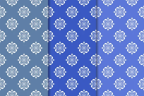 Çiçek desenleri kümesi. Mavi dikey Dikişsiz desen. Duvar kağıdı arka plan