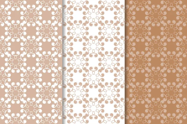 Kahverengi çiçek süsler. Tekstil ve duvar kağıtları için dikey Dikişsiz desen seti