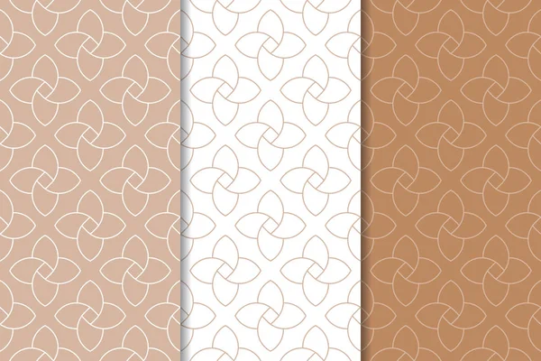 Kahverengi ve beyaz geometrik süsler. Web, Tekstil ve duvar kağıtları için dikişsiz desen seti