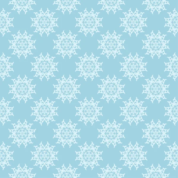 Mavi zemin üzerine beyaz çiçek desenli. Tekstil ve duvar kağıtları için sorunsuz süsleme
