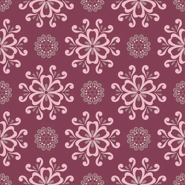 Padrão Sem Costura Floral Vermelho Roxo Fundo Com Elementos Design — Vetor de Stock