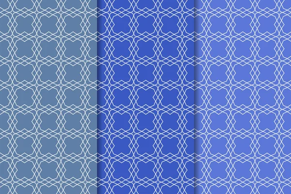 Mavi geometrik süsler. Web, Tekstil ve duvar kağıtları için dikey Dikişsiz desen seti