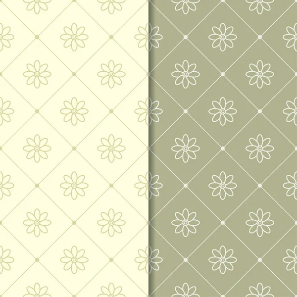 Zeytin yeşili çiçek arka planlar. Tekstil ve duvar kağıtları için dikişsiz desen seti