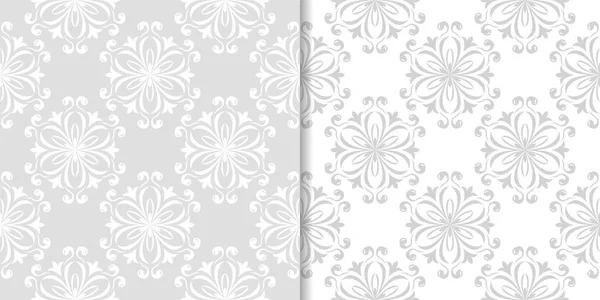 Işık gri çiçek süs tasarımlar. Tekstil ve duvar kağıtları için dikişsiz desen seti