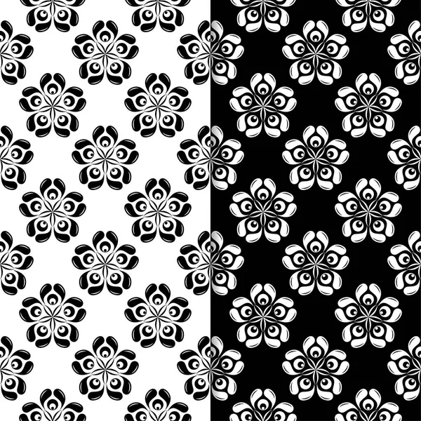Siyah ve beyaz çiçek arka ayarlayın. Tekstil ve duvar kağıtları için dikişsiz desen
