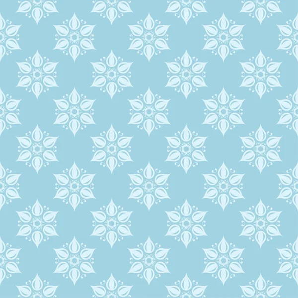 Mavi zemin üzerine beyaz çiçek desenli. Tekstil ve duvar kağıtları için sorunsuz süsleme