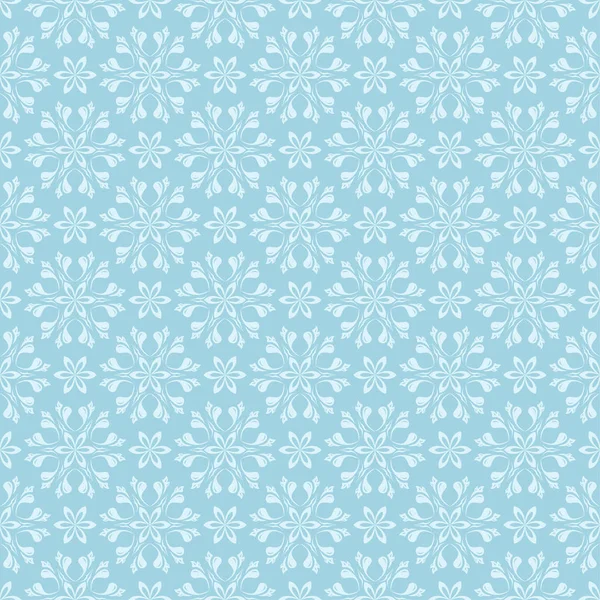 Mavi zemin üzerine beyaz çiçek süsleme. Tekstil ve duvar kağıtları için seamless modeli