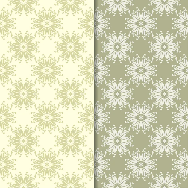 Zeytin yeşili çiçek süs arka planlar. Tekstil ve duvar kağıtları için dikişsiz desen seti