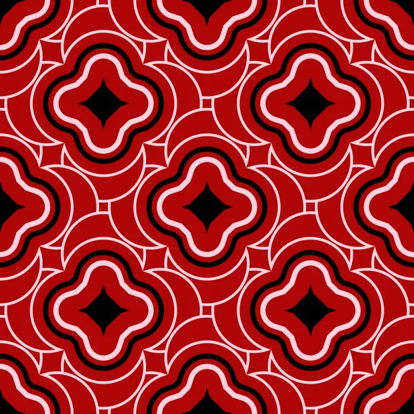 Kırmızı sorunsuz bir arka plan siyah ve beyaz geometrik desenli. Tekstil ve duvar kağıtları için