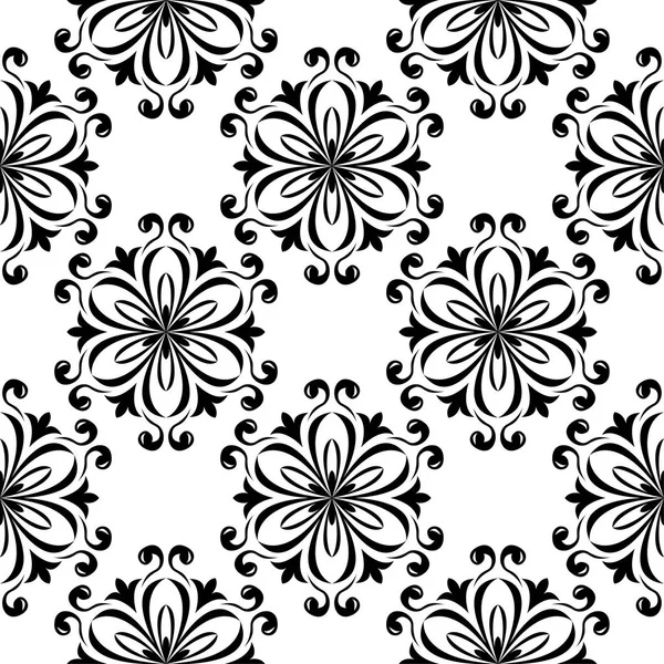 Beyaz arka planda siyah çiçek tasarım. Tekstil ve duvar kağıtları için seamless modeli