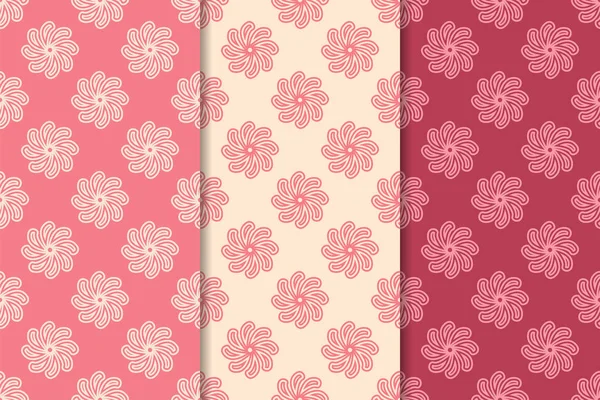 Çiçek süsler kümesi. Kiraz kırmızısı dikey Dikişsiz desen. Duvar kağıdı arka plan