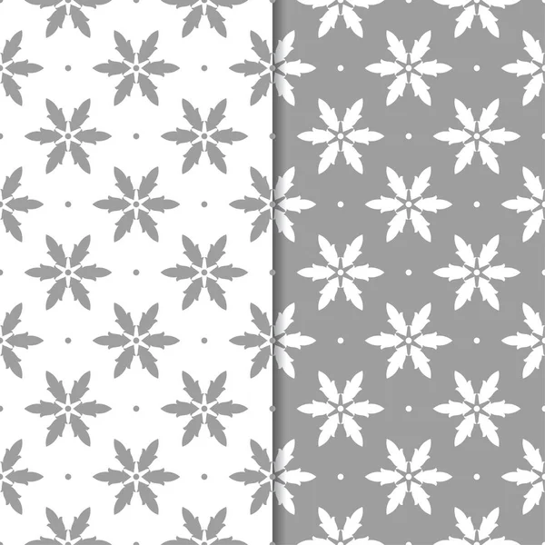 Beyaz ve gri çiçek arka planlar. Tekstil ve duvar kağıtları için dikişsiz desen seti
