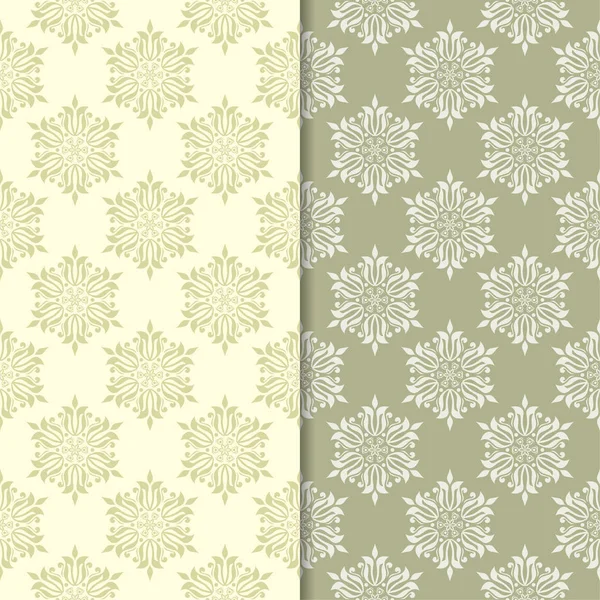 Zeytin yeşili çiçek arka planlar. Tekstil ve duvar kağıtları için dikişsiz desen seti