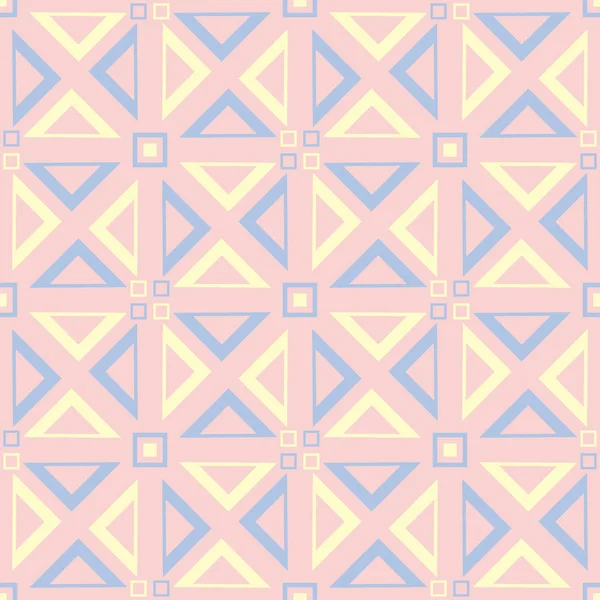 Geometric Seamless Pattern Pale Pink Background Blue Beige Elements Wallpapers — Stock Vector