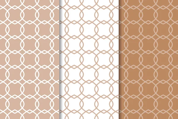 Kahverengi ve beyaz geometrik süsler. Web, Tekstil ve duvar kağıtları için dikişsiz desen seti