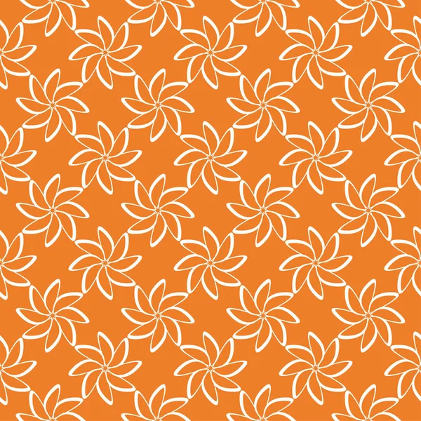 Turuncu zemin üzerine beyaz çiçek süsleme. Tekstil ve duvar kağıtları için seamless modeli