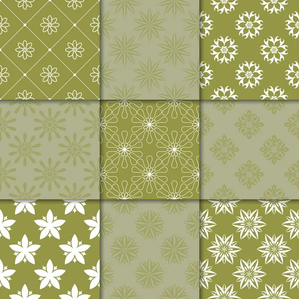 Zeytin Yeşil çiçekli süsler. Kağıt için dikişsiz desen koleksiyonu Tekstil