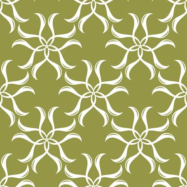 Zeytin yeşil zemin üzerine beyaz çiçek süsleme. Tekstil ve duvar kağıtları için seamless modeli