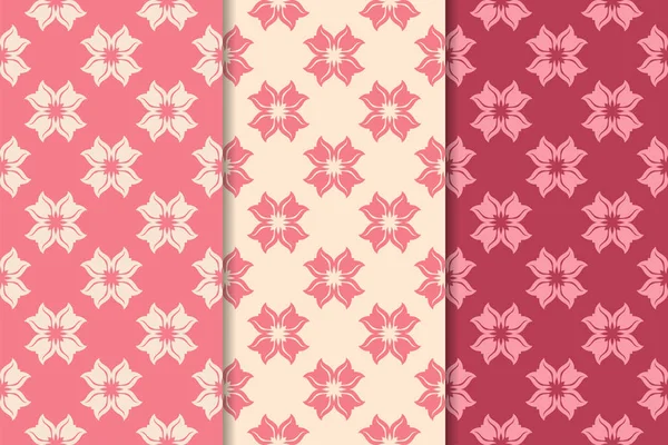 Kırmızı çiçekli süsler kümesi. Kiraz pembe dikey Dikişsiz desen. Duvar kağıdı arka plan