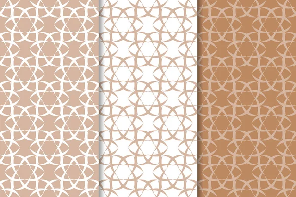 Kahverengi ve bej çiçek arka planlar kümesi. Tekstil ve duvar kağıtları için dikişsiz desen seti