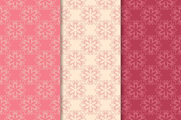 Kırmızı çiçekli süsler kümesi. Kiraz pembe dikey Dikişsiz desen. Duvar kağıdı arka plan