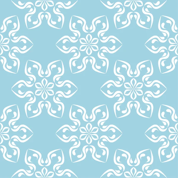 Mavi zemin üzerine beyaz çiçek süsleme. Tekstil ve duvar kağıtları için seamless modeli