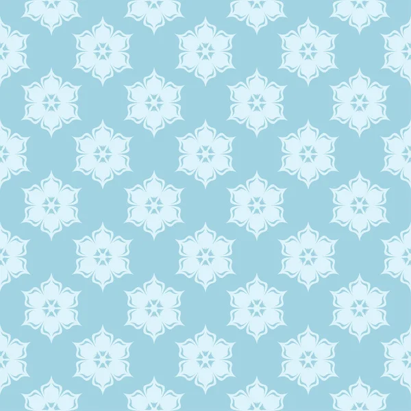 Mavi zemin üzerine beyaz çiçek tasarım. Tekstil ve duvar kağıtları için sorunsuz süsleme