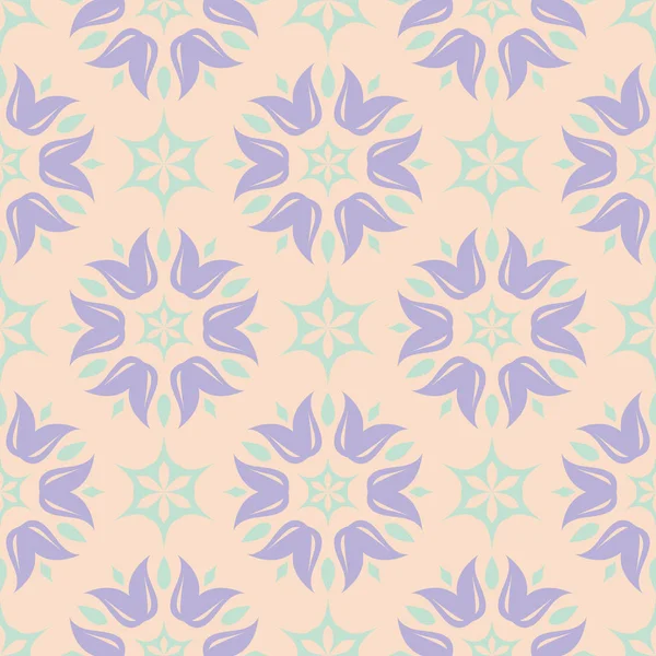 Çiçek seamless modeli. Bej renkli arka plan duvar kağıtları, Tekstil ve kumaş için mor ve mavi çiçek öğeleri ile