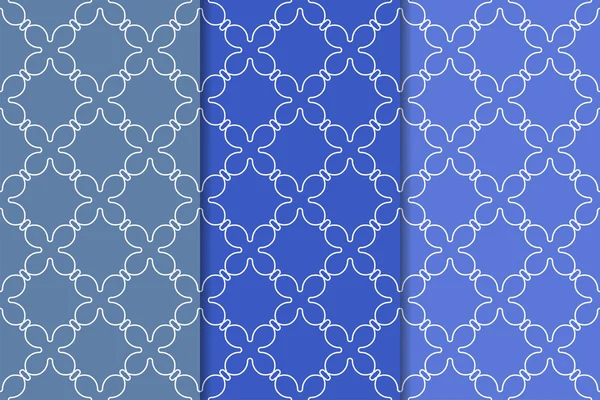 Web, Tekstil ve duvar kağıtları için geometrik Dikişsiz desen mavi seti