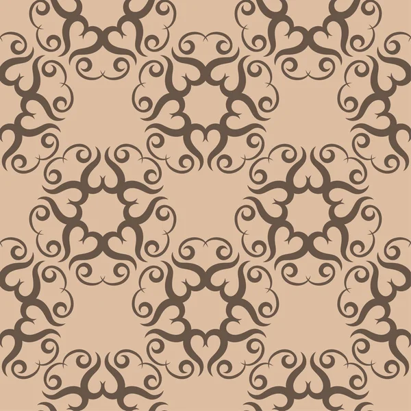 Design Ornemental Floral Marron Sur Fond Beige Modèle Sans Couture — Image vectorielle