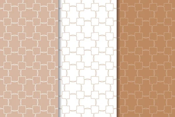 Kahverengi ve beyaz geometrik süsler. Web, Tekstil ve duvar kağıtları için dikişsiz desen seti