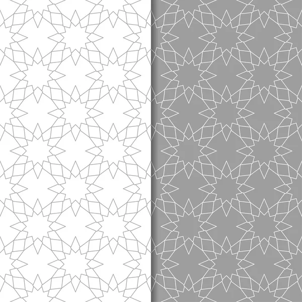 Geometrik süsler kümesi. Gri ve beyaz Dikişsiz desen web, Tekstil ve duvar kağıtları için
