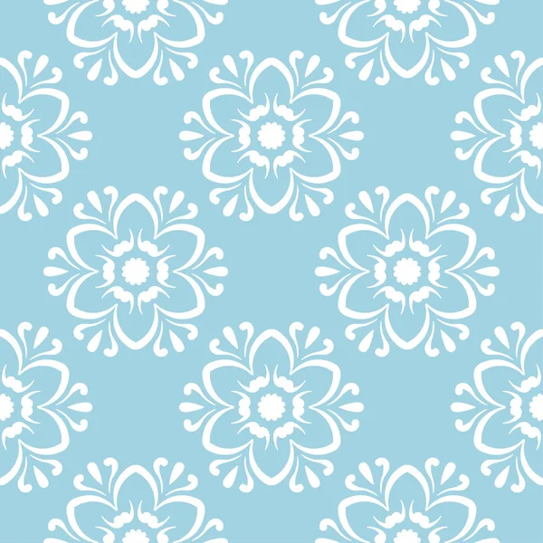 Mavi zemin üzerine beyaz çiçek tasarım. Tekstil ve duvar kağıtları için seamless modeli