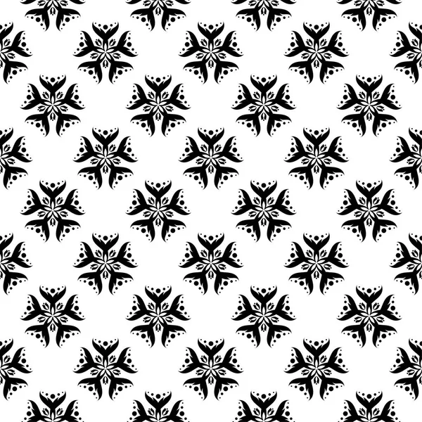 Siyah ve beyaz çiçekli süsler. Tekstil ve duvar kağıtları için seamless modeli