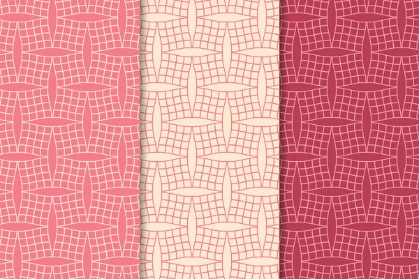 Kiraz kırmızısı geometrik süsler. Web, Tekstil ve duvar kağıtları için dikey Dikişsiz desen seti