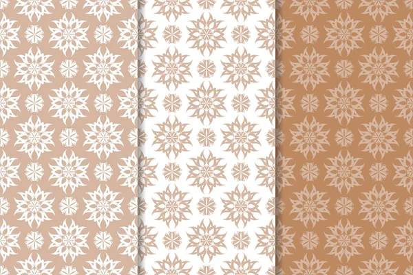 Kahverengi çiçek süsler. Tekstil ve duvar kağıtları için dikey Dikişsiz desen seti