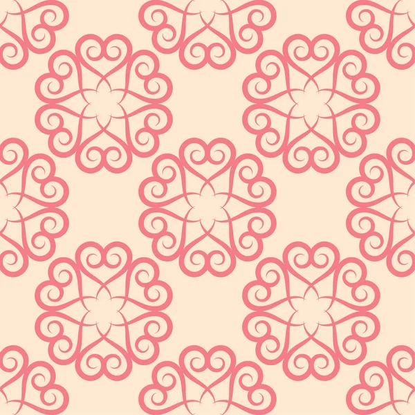 Bej renkli arka plan üzerinde kırmızı çiçekli süs. Tekstil ve duvar kağıtları için seamless modeli