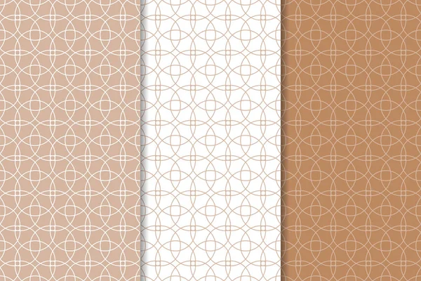 Kahverengi ve beyaz geometrik süsler. Web, Tekstil ve duvar kağıtları için dikişsiz desen seti