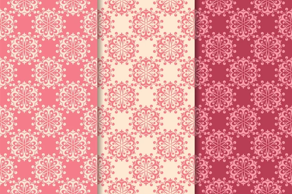 Kiraz kırmızı çiçek desenleri kümesi. Dikey Dikişsiz desen. Duvar kağıdı arka plan