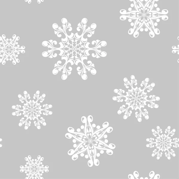 Witte Bloemen Ornament Grijze Achtergrond Naadloze Patroon Voor Textiel Wallpapers — Stockvector