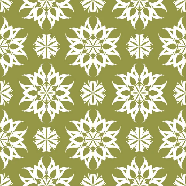Beyaz çiçek zeytin yeşil zemin üzerine. Tekstil ve duvar kağıtları için seamless modeli